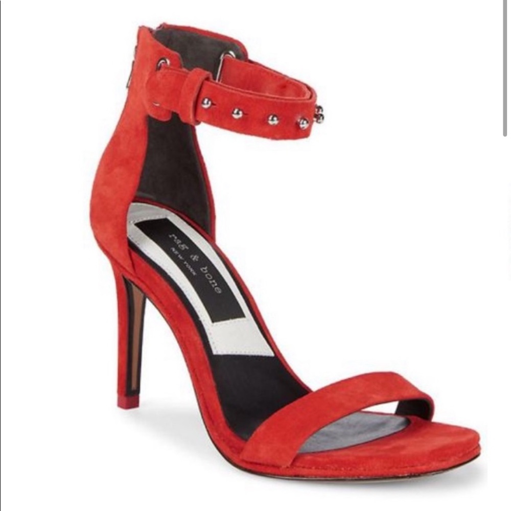 Rag & Bone Studded Suede Open Toe Heel with Ankle Strap
